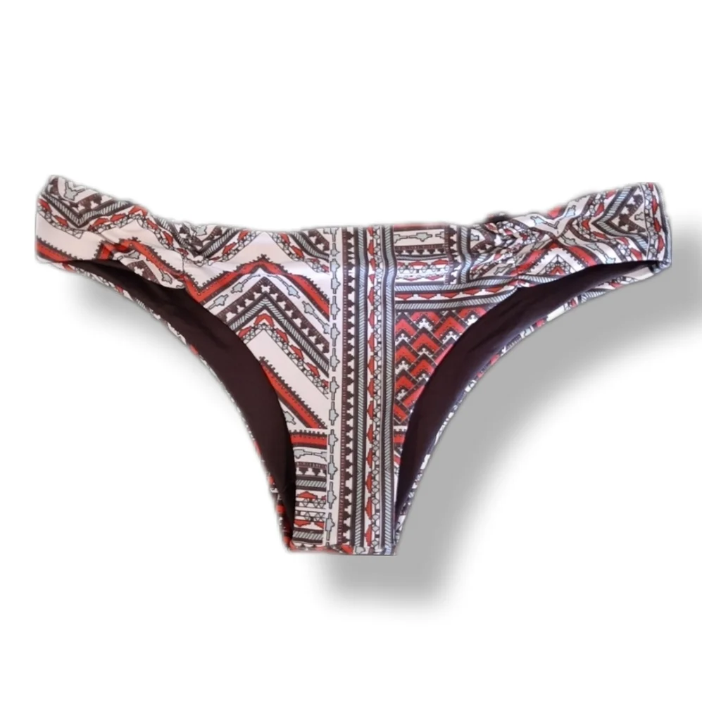 L*SPACE Serafina Ruched Bikini Bottom Aztec Print Reversible Swimwear